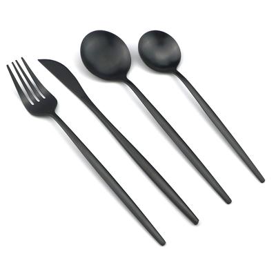 Conjunto de talheres pretos 4 peças, aço inoxidável 18/10, conjunto de louça, faca, garfo, sobremesa, colher, jantar, talheres, cozinha, talheres