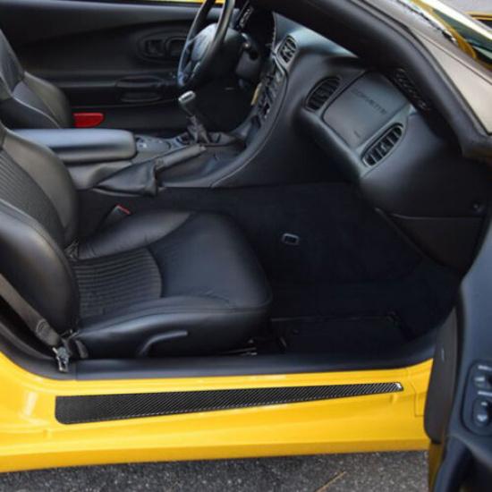 Door Sill Accent Carbon Fiber Interior Trim For Chevrolet Corvette C5 1998-2004