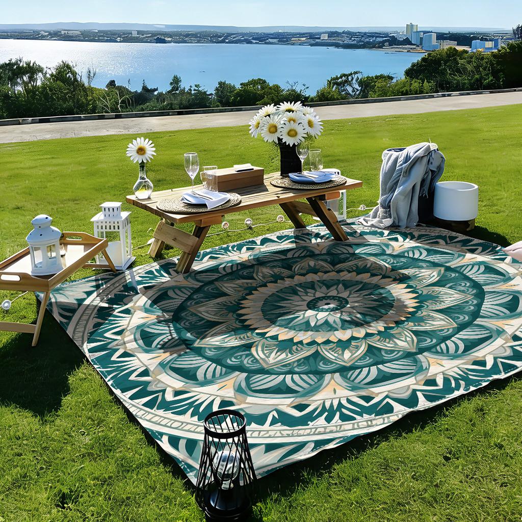 Printed Pattern Mandala Quick-Drying Water-Resistant And Moisture-Proof Beach Mat For Outdoor Picnics And Camping Blanket Carpet