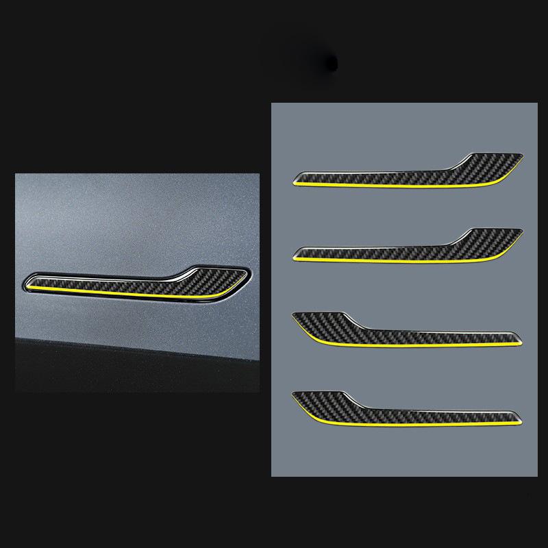 Schwarze Carbonfaser Außen Türgriff Aufkleber für Tesla Model 3/Y (2017-2022)
