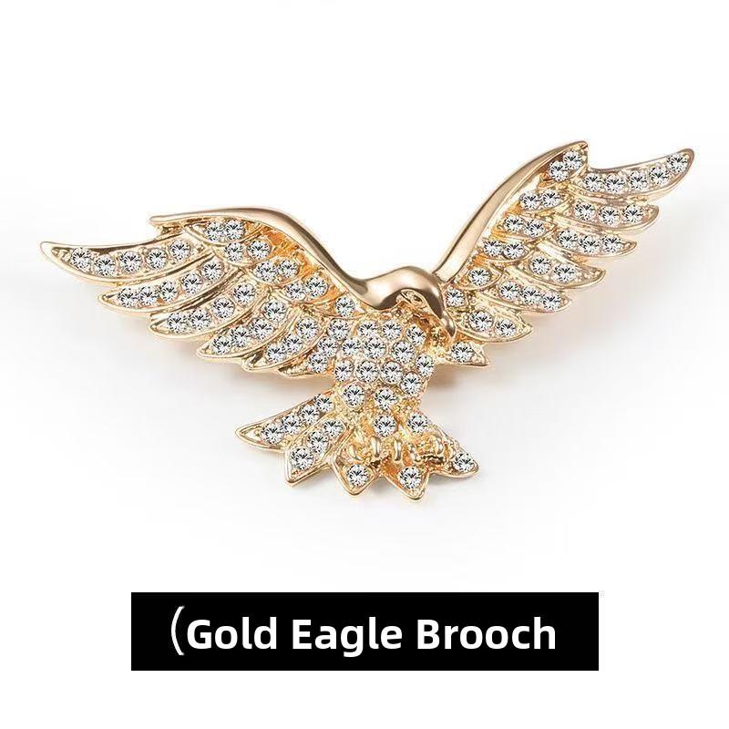 Eagle Brooch Powerful Animal Style Fashion Accessories Anti-Light Pin Trendy Acrylic Men's Style with Rhinestones Embellishment