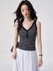 Women's Summer Striped V-Neck Tencel Lyocell Cotton Camisole - New Color Block Sleeveless Vest Top