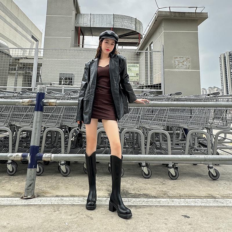 Knight boots women's autumn and winter new high boots but knee boots thick high heel temperament thin boots children