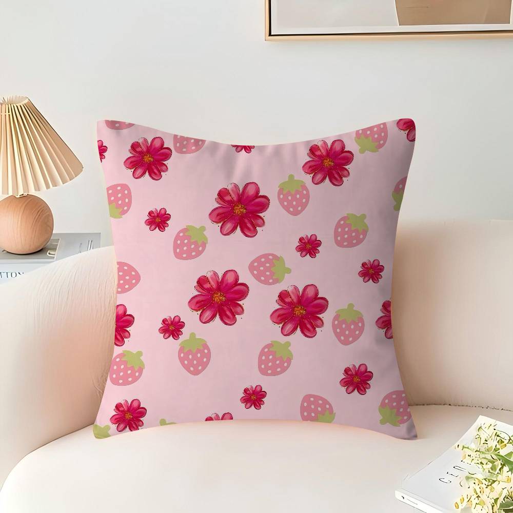 Funda de cojín con diseño lindo de fresa y arce Decoración Feliz Cosecha de Otoño Decoración Festiva Funda de almohada