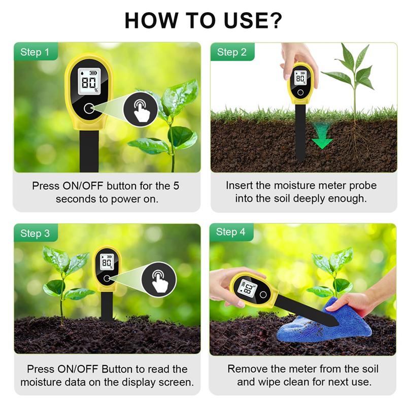 

A96I-SGS10 Soil Moisture Meter, Household Soil Moisture Meter Potted Gardening Humidity Detector, Digital Display Soil Tester жовтий