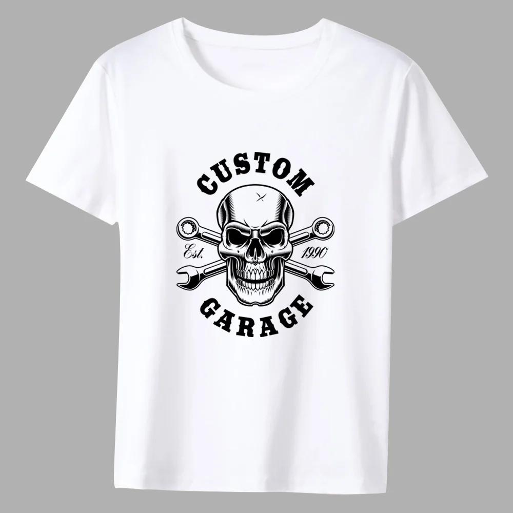 

Мужские футболки с графикой черепов Серия Уличная футболка Летняя одежда для поездок Мода Мужская одежда Классический белый принт Мужские топы Футболка XXXXXL белый