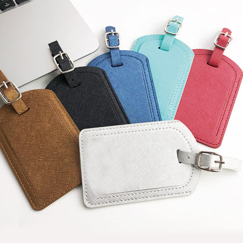 Women Men PU Leather Luggage Tag Suitcase Identifier Label Boarding Bag Tag Name Address Holder Travel Accessories