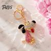 Bag Charm with Lobster Clasp Rhinestone Dog Keychain, Backpack Purse Puppy Clasp, Golden Plated Keyring Decorative Pendant Handbag Accessory