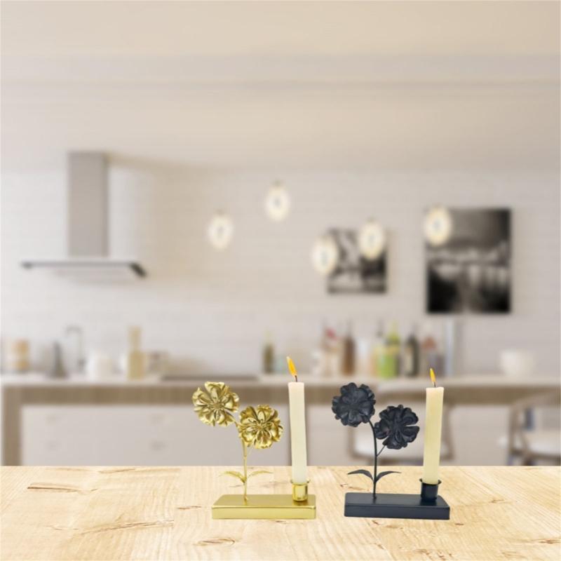 Iron Candle Holder Elegant Flower Candle Stand Candlestick Holders for Wedding Dining Table Party Decoration