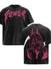 Power Chainsaw Man Anime Kleidung Herren Damen Übergroße T-Shirts Kurzarm Gewaschenes T-Shirt Vintage Baumwoll-T-Shirt Harajuku Oberteile