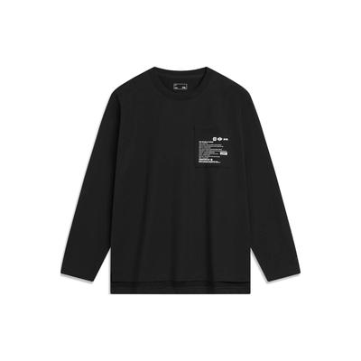 Moletom de Manga Comprida Li Ning CF Série Su com Letras Moletom Unissex Preto AHST945-1