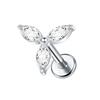 1PC G23 Titanium 16G Marquise Lotus CZ Flower Flat Back Stud Labret Tragus Helix Cartilage Conch Earring Piercings Sexy Jewelry