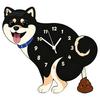 Easy Setup Wall Clock Pooping Dog Clock, Wooden with Swinging Pendulum, Silent Non Ticking Pet Lover for Living Room Home Office, Gift