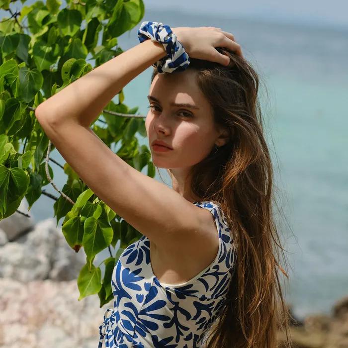 Swim Scrunchie, Ethnic Blue