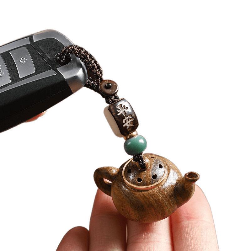 Wenge Green Sandalwood Teapot Keychain & Sachet for Women