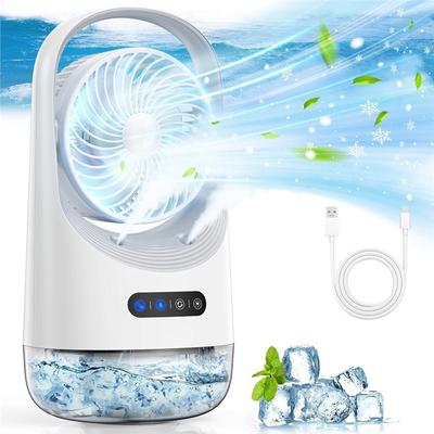 A78E-Portable Air Conditioners USB Mini Air Cooler, 3In1 Personal Cooling Unit With 400ML Water Tank For Bedroom& Office