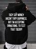Graphic Hoodie "Money Can'T Buy Happiness Donation Theory" Print, Casual Daily Streetwear, Black Friday Gift, Holiday Present