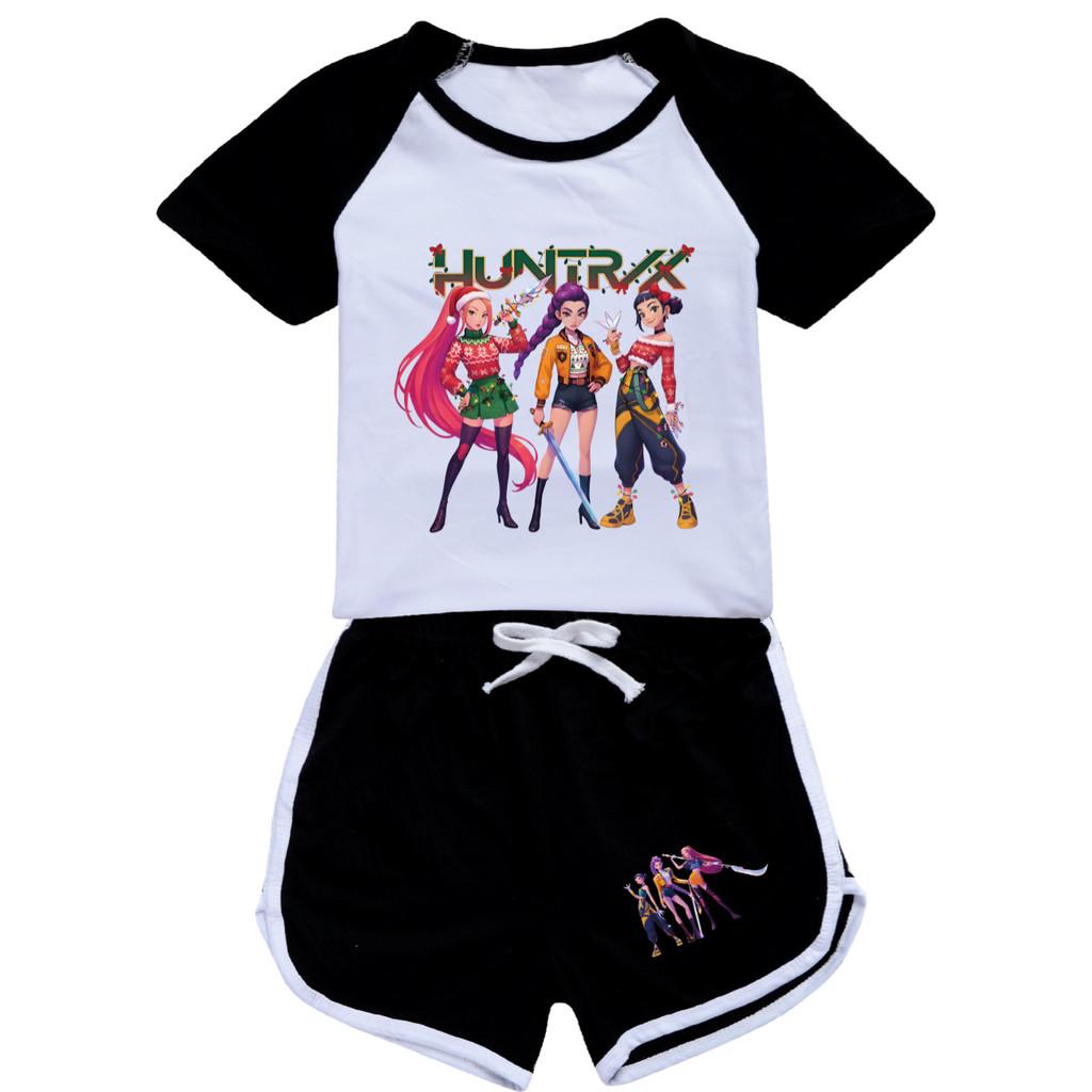 5094 Kids Girls Christmas POP Rumi Zoey Mira Print T-shirt Shorts Sport Tracksuit Clothes Set