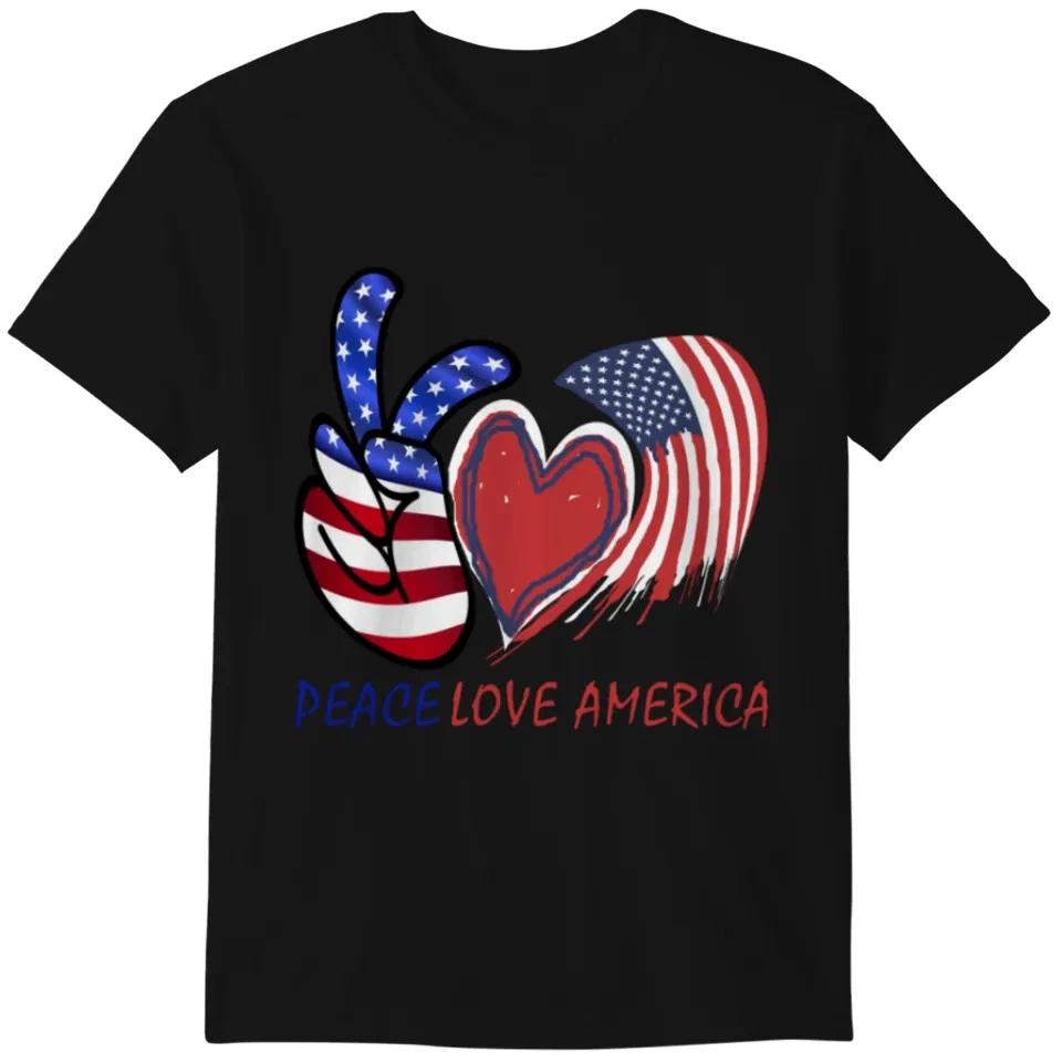 Peace Love America Unisex T Shirt 4th Of July Gift S