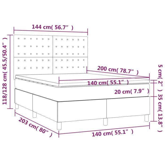 VidaXL Divan Bed with Mattress Dark Grey 140x200cm Fabric - Model 3142098