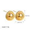 Creative Gold Plated Stainless Steel Round Geometric Earrings for Women Statement Geometric Studs Fashion Jewelry Waterproof