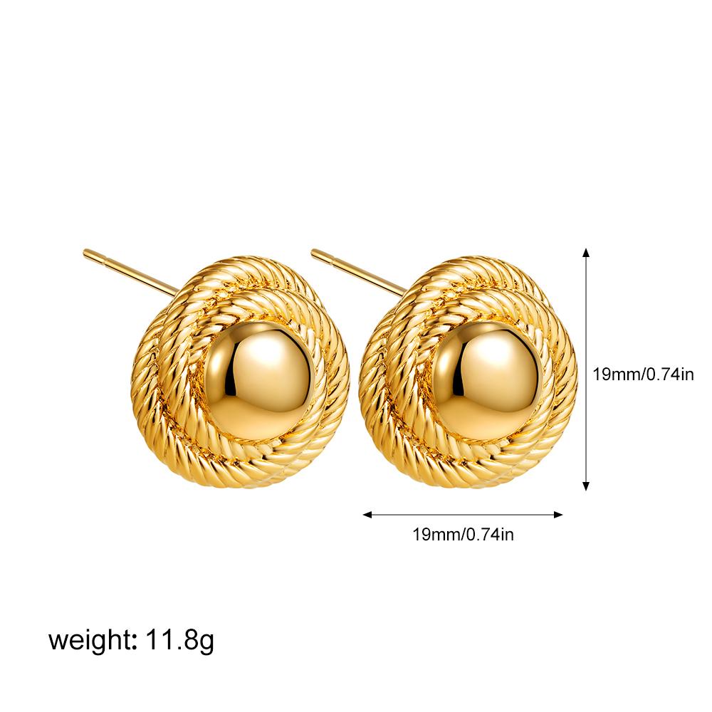 Creative Gold Plated Stainless Steel Round Geometric Earrings for Women Statement Geometric Studs Fashion Jewelry Waterproof
