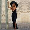 Backless Elegant Maxi Dress Women Sexy Ruffle Sundresses Sleeveless Spaghetti Strap Club Party