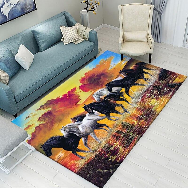 Horse Pattern Carpet Bedroom Rug Alfombra Kids Area Rugs for Home Soft Floor Tapete Parlor Carpet Large Bathroom Mat
