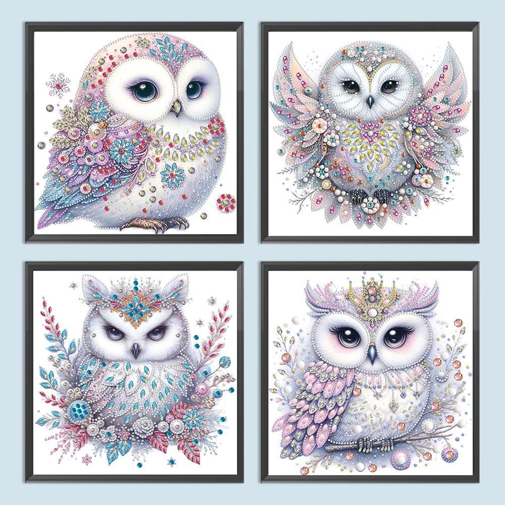 5D DIY Partial Special Shaped Drill Diamond Painting Kit Bald Owl Home Decor