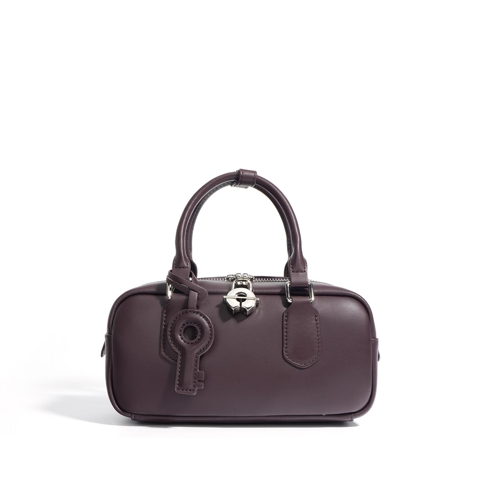 

Spring Bowling Bag Commuting Versatile Texture Mobile Phone Crossbody Leather Large Capacity Leather Handbag Bag