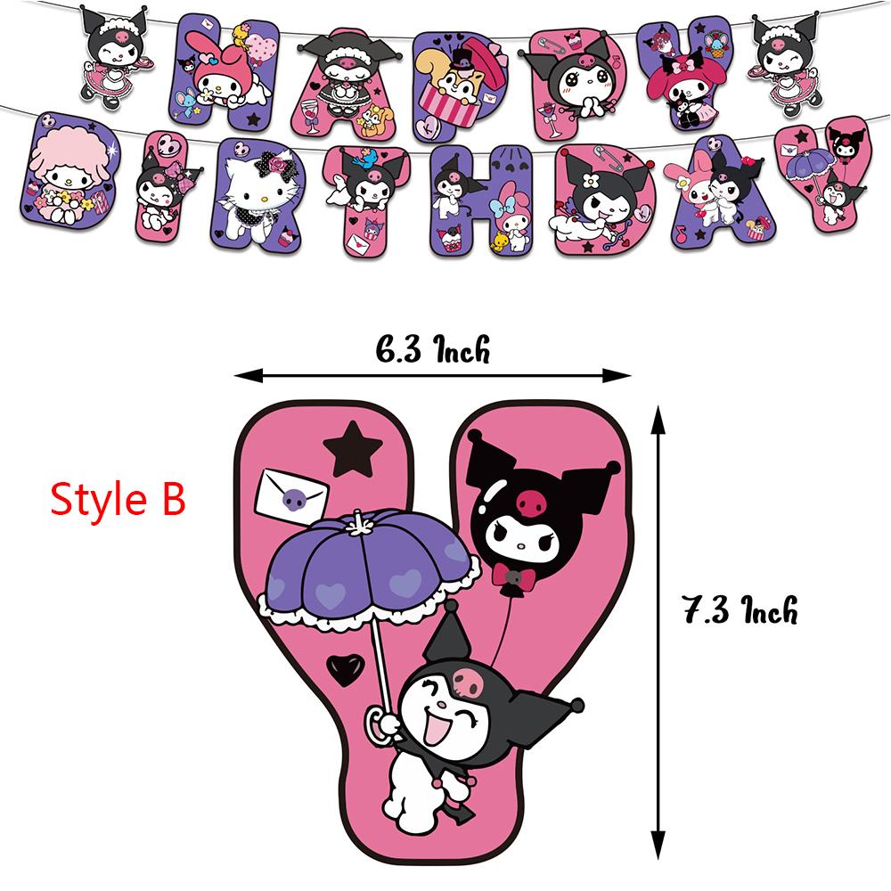 Kuromi Birthday Party Decoration Supplies Banner Cake Top Balloons for Children