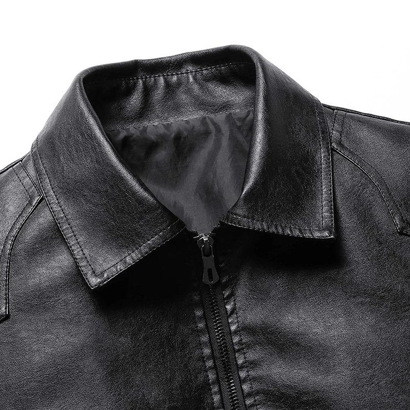 Men's Outerwear Spring and Autumn Style Comfortable and Handsome Temperament Leather Jacket Popular Korean Version Plus Size Men's Leather Jacket