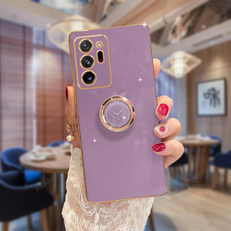 Note20 Note10 Note9 Luksusowe Platerowane Etui z Uchwytem Pierścieniowym Dla Samsunga Galaxy Note 20 Ultra 10 Plus Lite 9 8 Stojak Silikonowy Pokrowiec na Tył