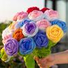 Braided Rose Handmade Crochet Flower Beautiful Long-lasting Yarn Crochet Rose Flower for Home Decoration Jikaix