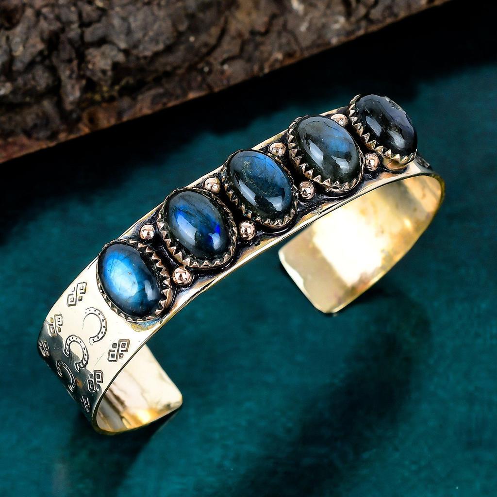 Labradorite Gemstone Bangle Handmade Copper Bracelet Adjustable Bangle Women Stylish Bangle Latest Design Cuff Bracelet Labradorite Jewelry