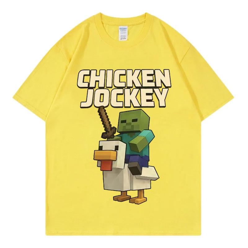 Chicken Jockey Game Cartoon Graphic T Shirt High Quality Fashion Short Sleeve Tshirt Men Women Casual Oversized Cotton Tshirts