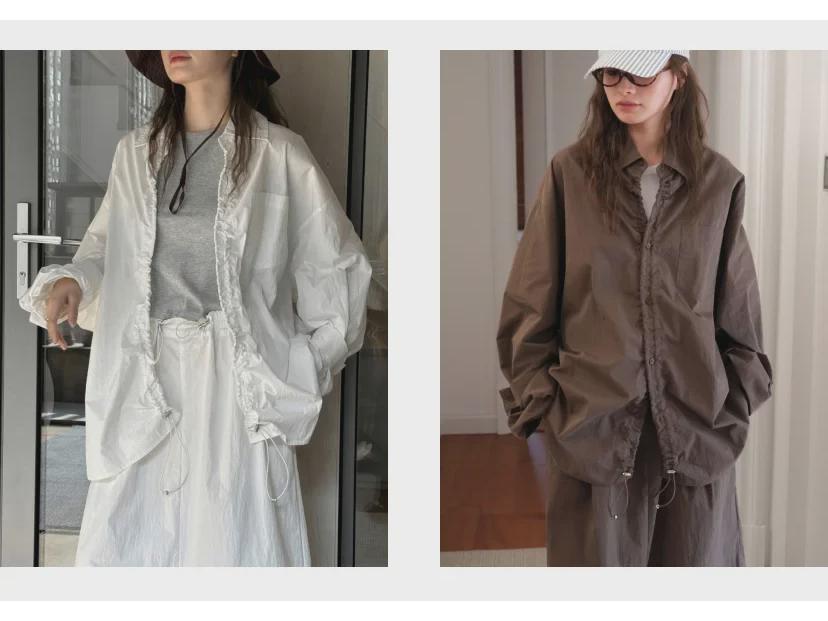 Louvre Autumn Korean Style Drawstring Shirt - Loose Fit Casual Top for Women