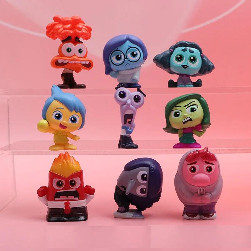 9pcs/Set Inside Out Action Figure Toy Cartoon Movie Joy Anxiety Anger Sadness Disgust Fear Model Doll Figurines Kids Gift 2 Poseable Articulated Scale