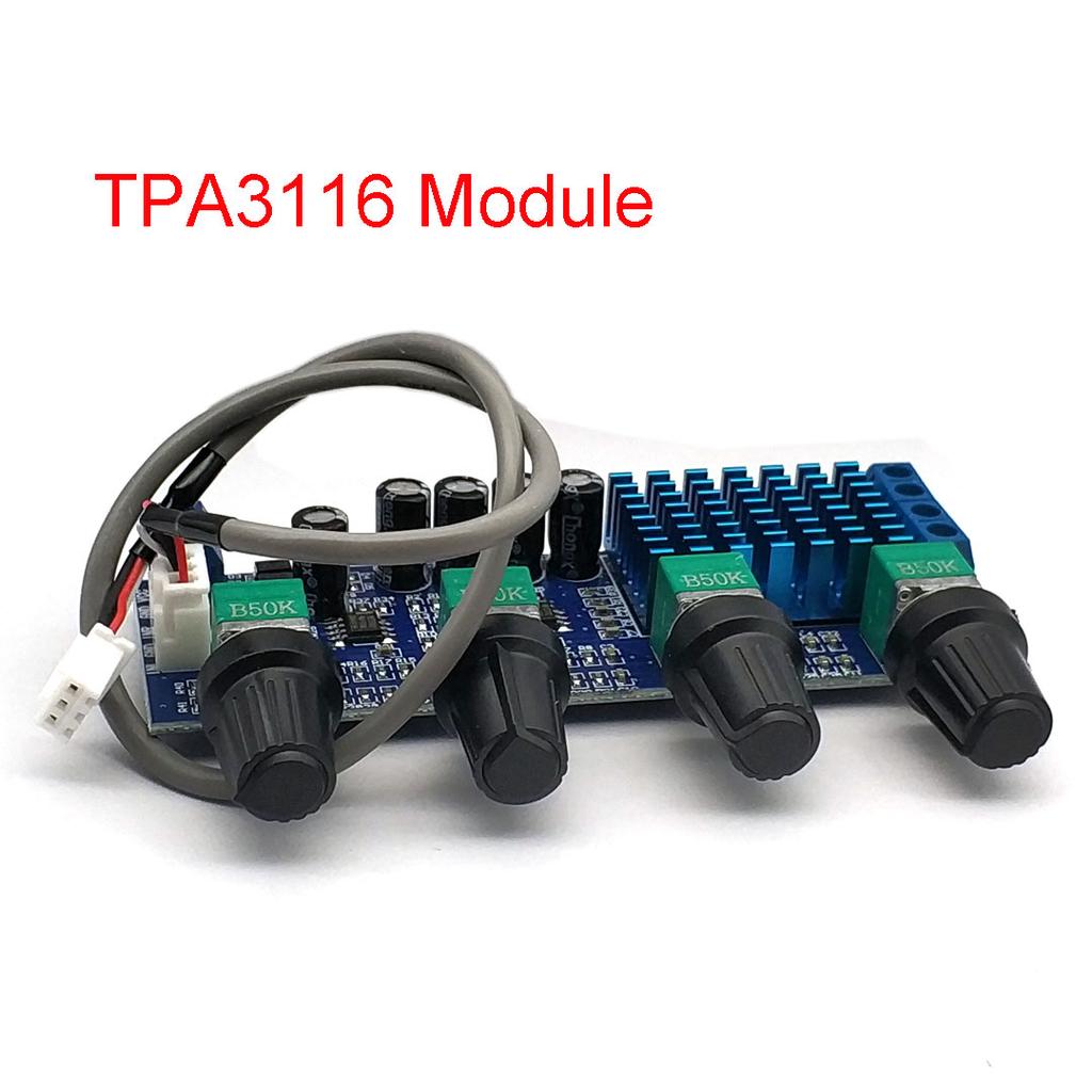 DC 12V 24V 80W X 2 Dual Channel Digital Audio TPA3116 D2 Treble Bass Regulating Preset Pre Amplifier Board Amplificador