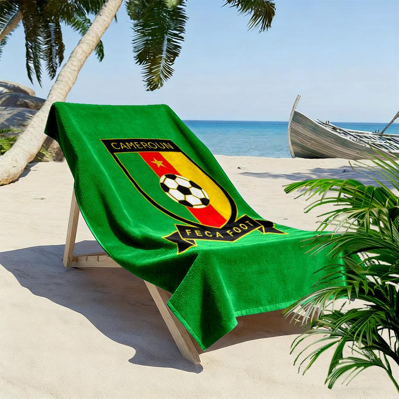 Cameroonian Football Federation Print Beach Towel, Large Soft Quick Dry Towel for Beach Camping Swimming