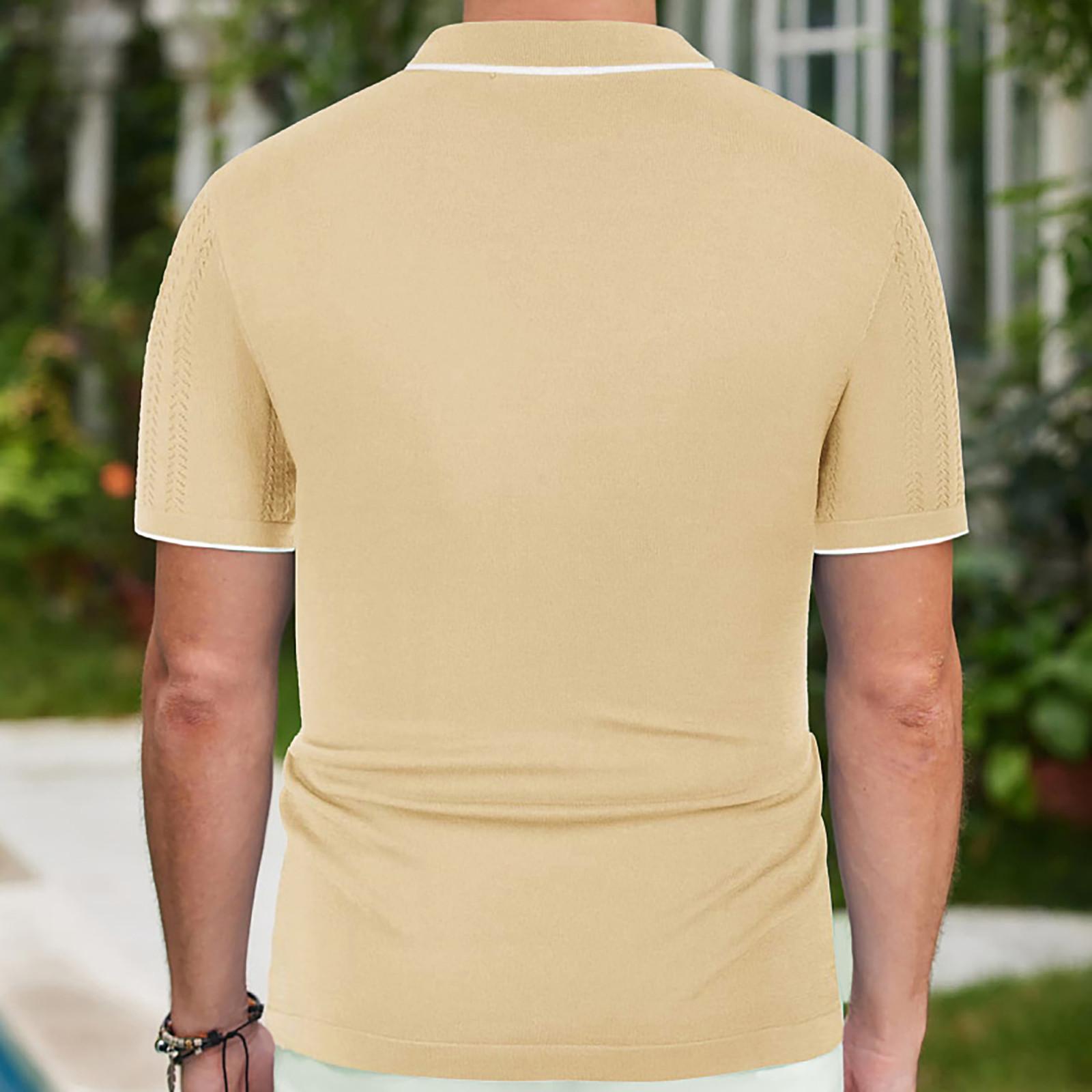 Мужская летняя трикотажная рубашка с короткими рукавами и лацканами — фото 6
