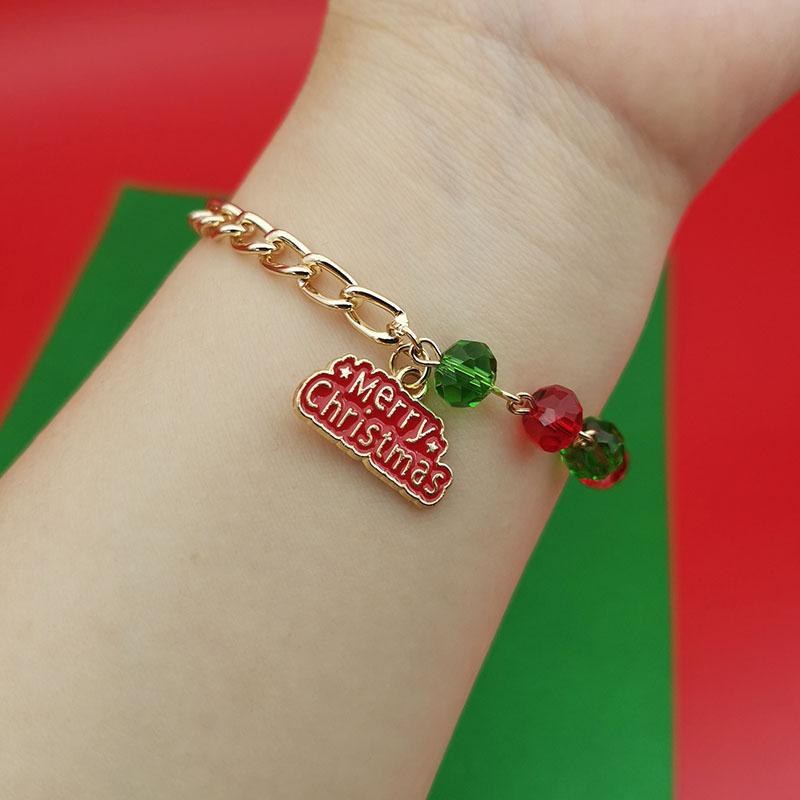 

1 шт. Рождественский подарок Санта-Клаус сплав колокольчики кулон браслет снежинка цепь лось кристалл снеговик шарм браслет для женщин