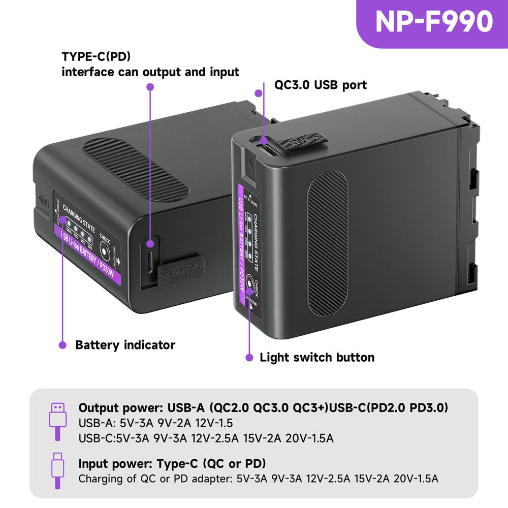 PALO 11800mAh NP-F990 NP-F970 F960 F970 Battery with LED Power Indicator for Sony F960 F550 F570 F750 F770 MC1500C 190P