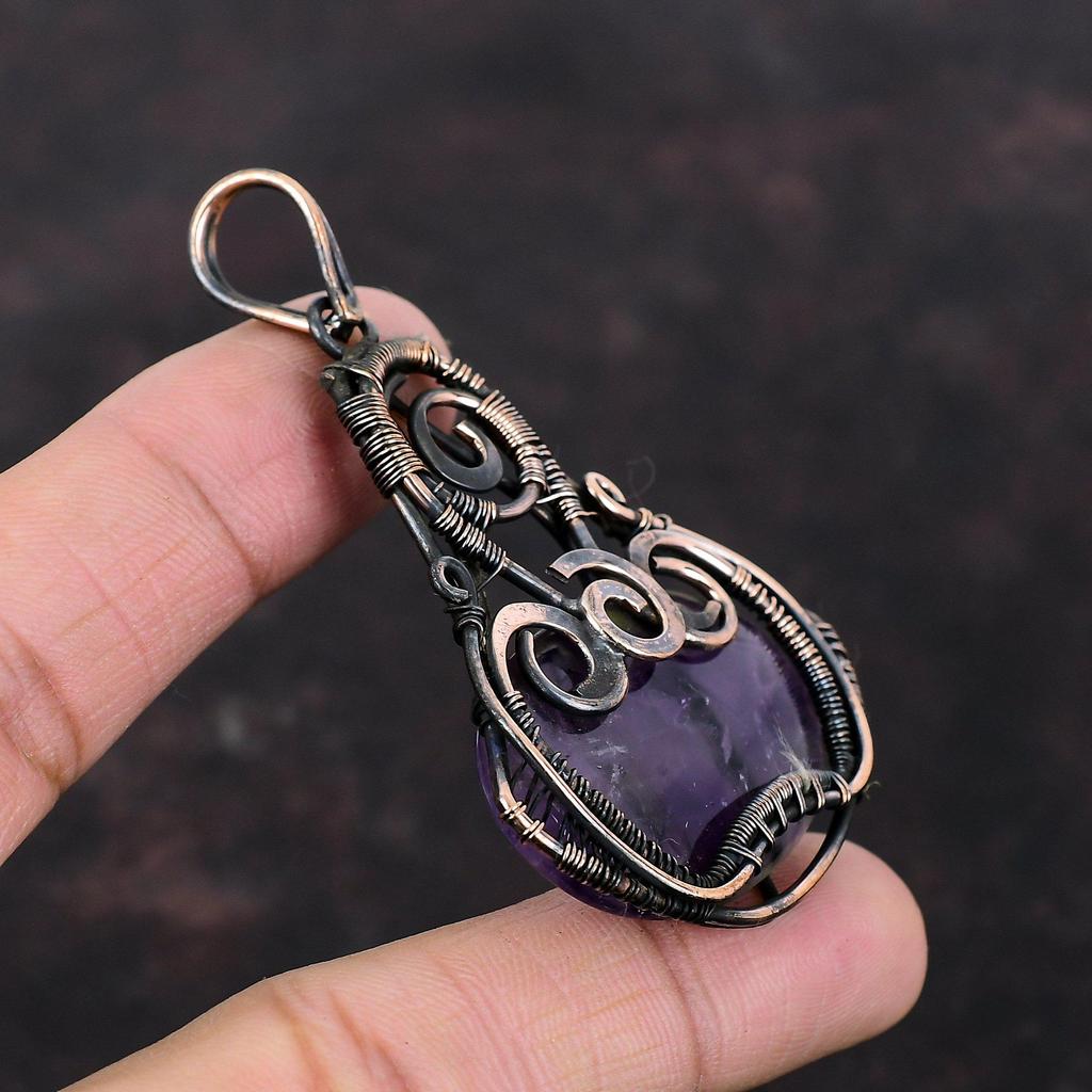 Star Amethyst Pendant Copper Wire Wrapped Jewelry Very Pretty Copper Pendant Gemstone Jewelry For Gift Handmade Pendant Wire Wrapped Pendant