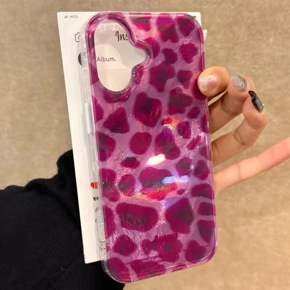 Purple Leopard Print Glacier Pattern Phone Case For iPhone17 16 15 14 13 12 11 Pro Max  Plus  Shockproof Back Cover
