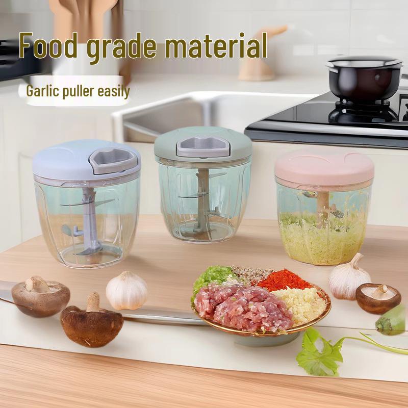Ruční tahací sekáček na česnek a mačkač na dětskou stravu - Multifunkční mlýnek a lis na česnek, krevety, maso a další