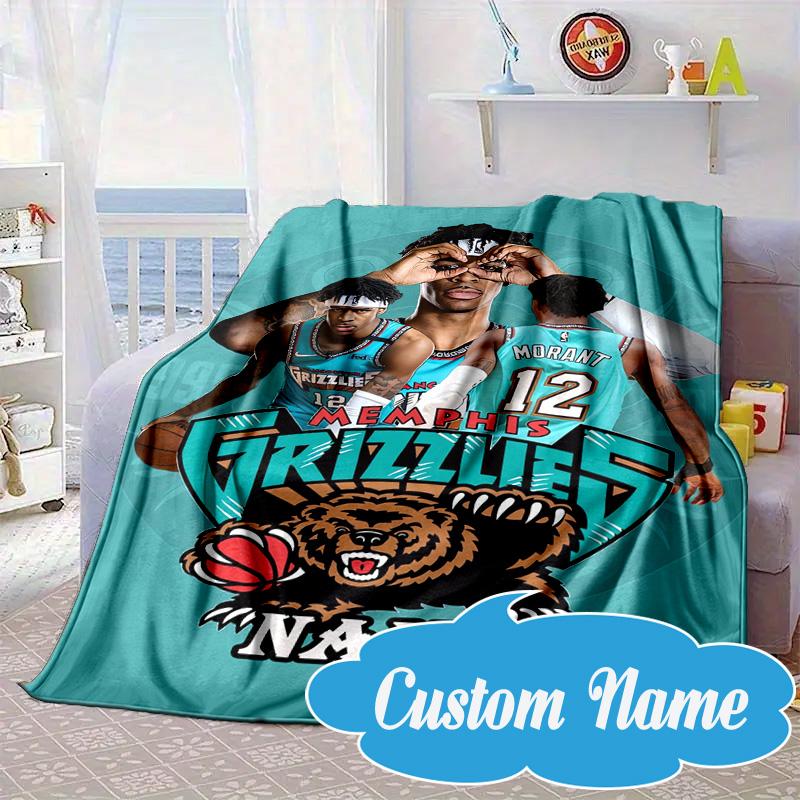 Custom Name Morant Team Spirit Blanket Bed Sofa Blanket Flannel Blanket for Camping, Hiking, Picnic Essentials,gift for Fan Family