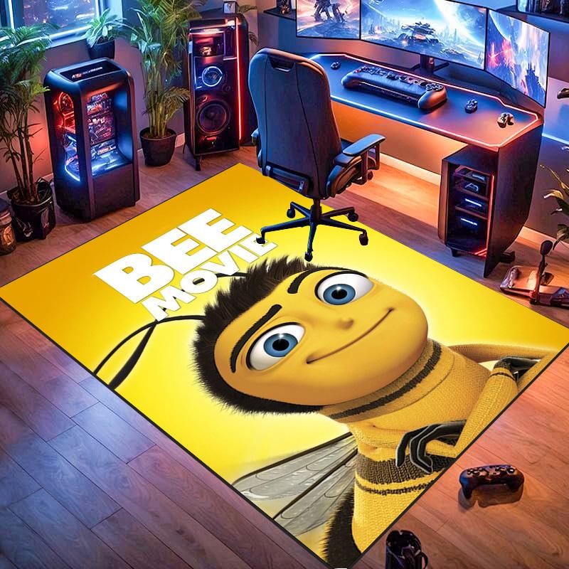 Tappeto Area con Stampa Personaggio Cartone Animato Bee Movie Tappetino Rettangolare Antiscivolo Tappeto Decorativo Carino Animazione per Stanza dei Giochi Camera da Letto Soggiorno