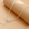 Elegant Crystal Beaded Bowknot Necklace Women Simple Clavicle Chain Choker