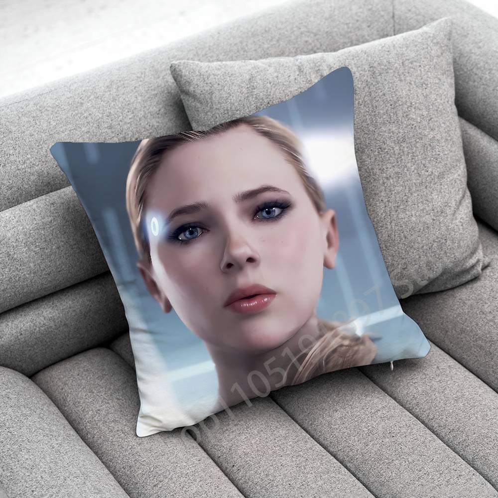 Throw Pillow Case For 30Cm 40Cm 45*45Cm 50Cm 55Cm Square Sofa Pillowcase D-Detroit B-Become Human Connor Dbh Hank Anderson